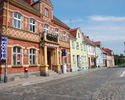Na zdjęciu widnieje stare miasto Maszewo z widokiem na pocztę.                                                                                                                                          