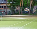 Zdjęcie przedstawia kort tenisowy o zielonej nawierzchni                                                                                                                                                