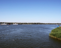 Widok na deltę Świny wraz z przeprawą promową Karsibór                                                                                                                                                  