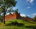 Zdjęcie przedstawia mury z czerwonej cegły na wzgórzu                                                                                                                                                   