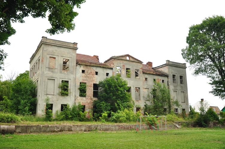 Ruiny pałacu na terenie parku dworskiego w Warnicach