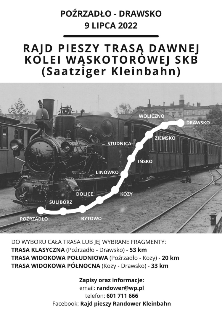 Rajd_pieszy_trasa_kolei_waskotorowej_SKB_SAATZIGER_KLEINBAHN_Pozrzadlo_Drawsko_Pomorskie