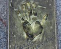 Zdjęcie przedstawia odciśniętą dłoń Beaty Tyszkiewicz w tablicy pamiątkowej w Alei Gwiazd w Międzyzdrojach.                                                                                             