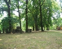 Zdjęcie przedstawia głazy oraz plac zabaw znajdujące się w parku przy ulicy Wapiennej.                                                                                                                  