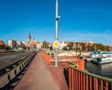 Szczecin - Most Długi, ul Energetyków, Odra, w oddali bazylika